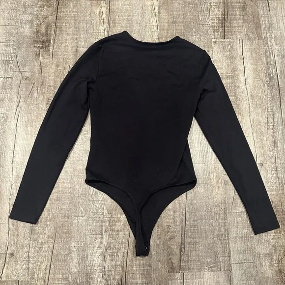Abercrombie & Fitch Long Sleeve Black Bodysuit Cutout Twist Front Snap Womens S - Picture 9 of 10